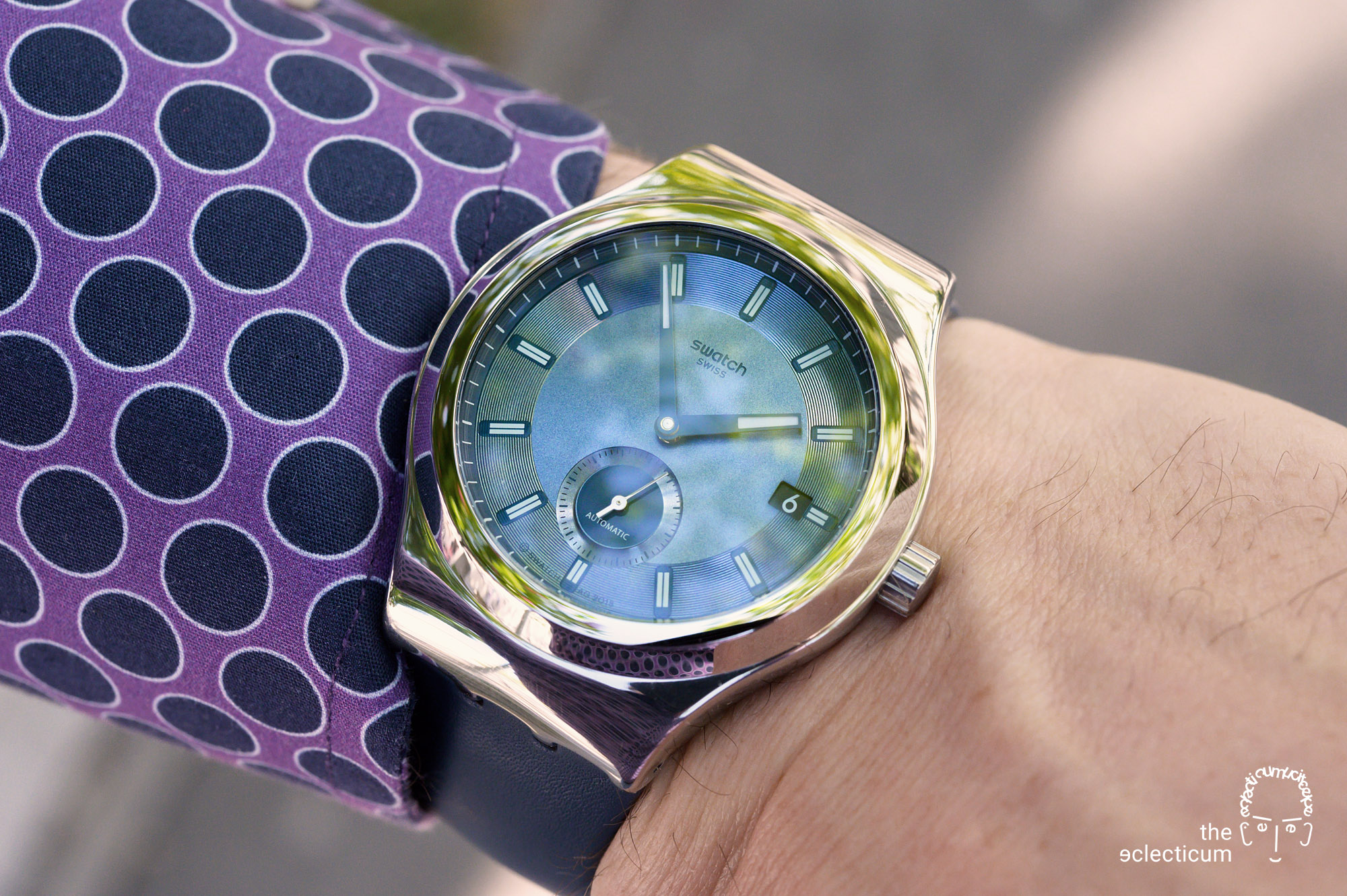 Swatch Sistem51 Petite Seconde automatic blue dial wristshot