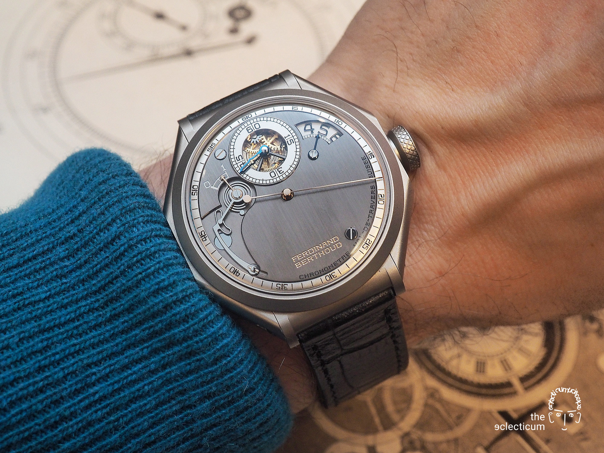 Ferdinand Berthoud Chronometry FB 1R chronometer dial heatblued steel hands wristshot