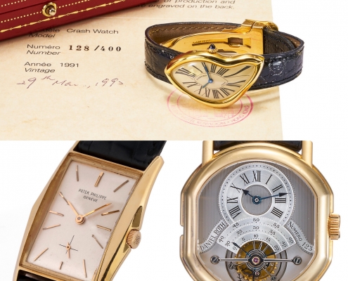 Antiquorum Auction May 2020 Patek Philippe Ref. 2554 Manta Ray Cartier Crash Watch Daniel Roth Tourbillon Regulator