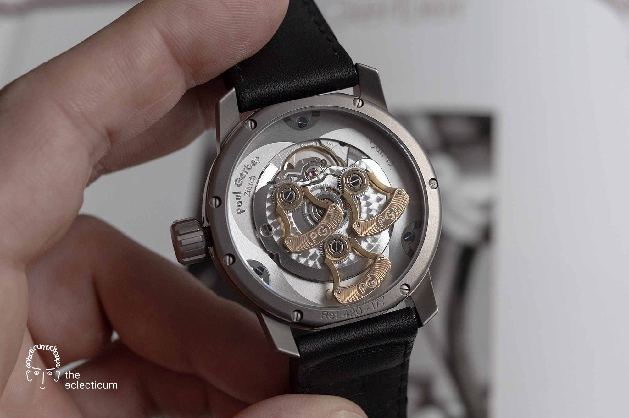 Paul Gerber Triple Rotor AHCI Ref 420 ETA 2824 guilloche independent watchmaking titanium in-house anthracite large date