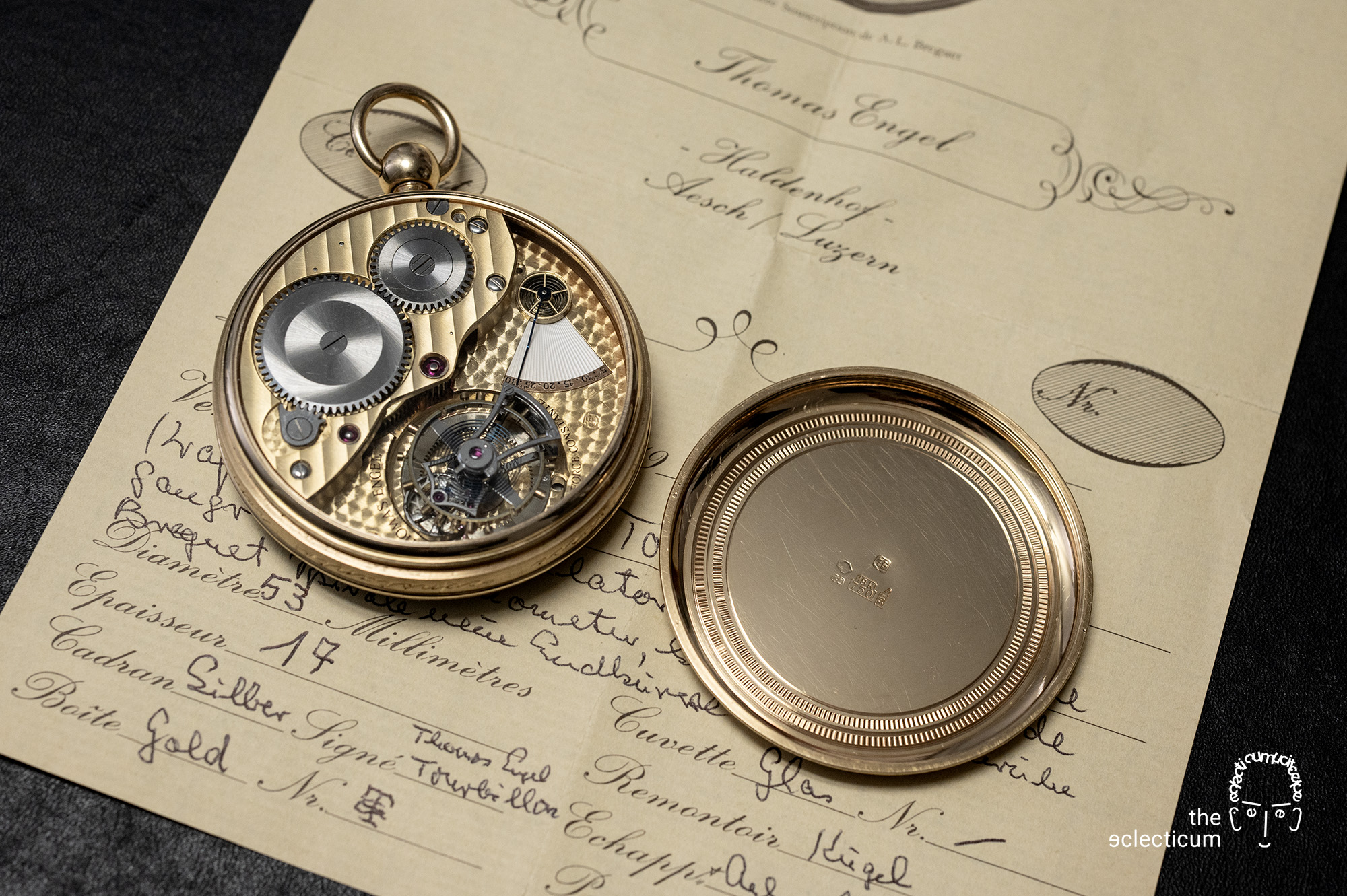 Thomas Engel Breguet Flying Tourbillon Force Constante Remontoir Jumping Hour Thermometer Power Reserve guilloche guillochage engined-turned handmade Richard Daners Chronometer