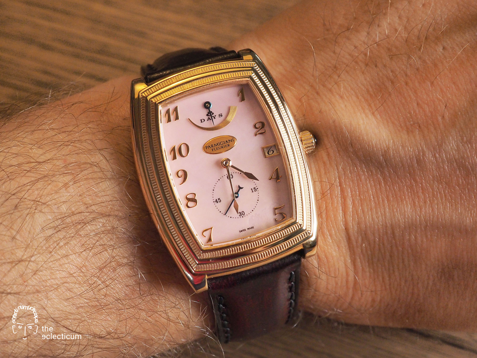 Parmigiani Ionica Hebdomadaire red gold mother-of-pearl wristshot